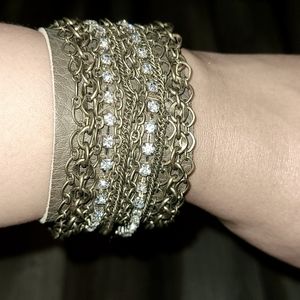 Olive Leather Chain Cuff